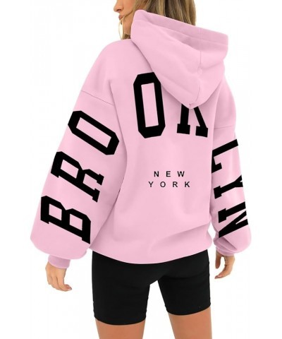 Women's Back Paris France Printed Hoodie Long Sleeved Pullover Hooded Sweatshirt Fall Winter Lightweight Loose Top 2-pink $7....