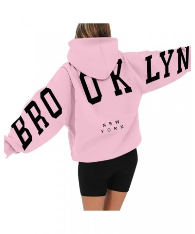 Women's Back Paris France Printed Hoodie Long Sleeved Pullover Hooded Sweatshirt Fall Winter Lightweight Loose Top 2-pink $7....