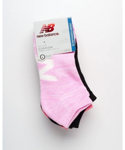 Women's Athletic Socks - Cushioned Low Cut Ankle Socks (6 Pack) Pink Logo $9.35 Activewear