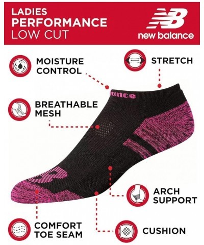 Women's Athletic Socks - Cushioned Low Cut Ankle Socks (6 Pack) Pink Logo $9.35 Activewear