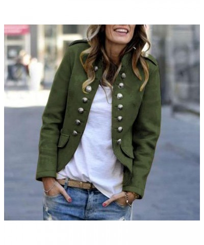 Womens Casual Hooded Button Down Cardigan Suits Coats Jackets with Pockets Army Green $14.26 Jackets