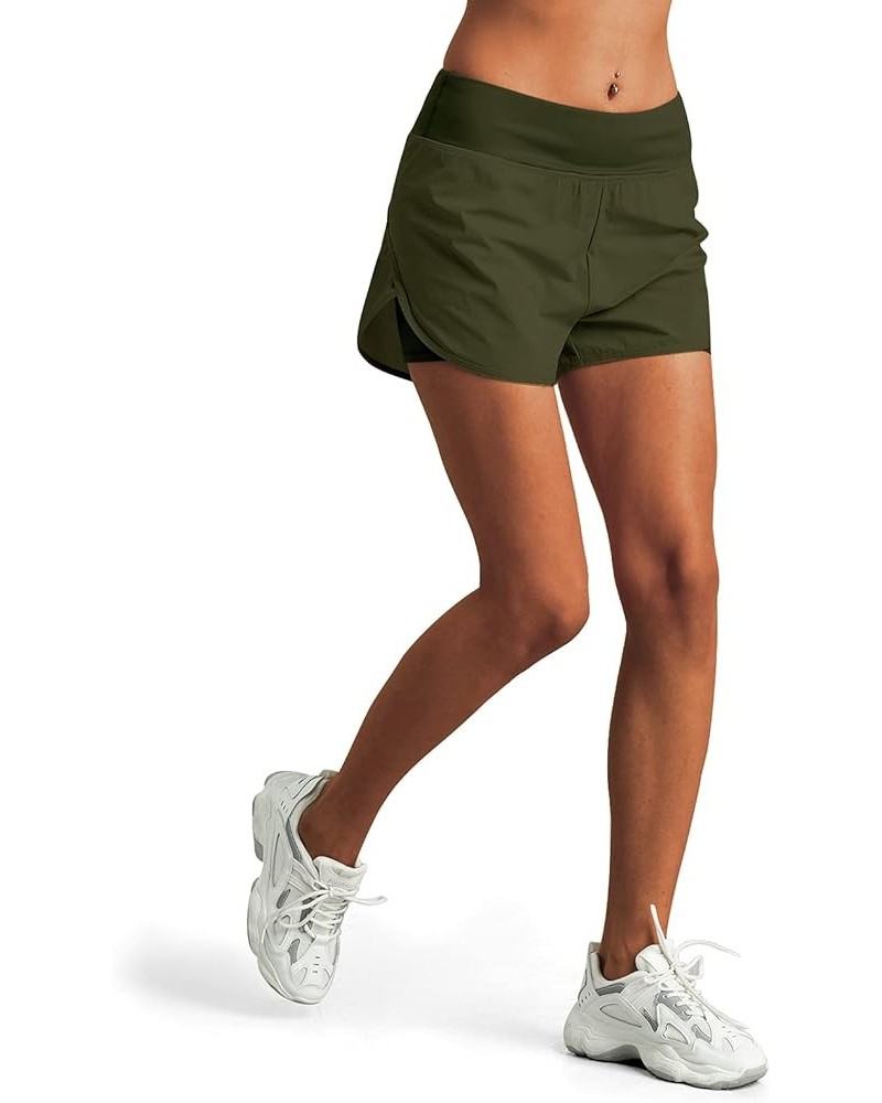 Womens High Waisted Running Shorts with Liner Athletic Sports Shorts with Phone Pockets Double Layer Green $13.44 Activewear