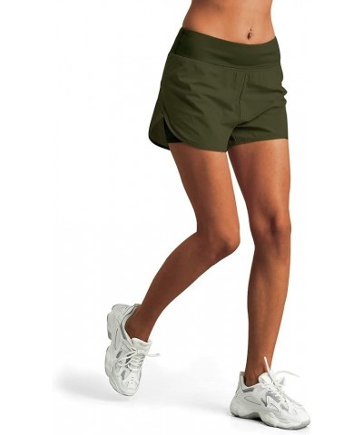 Womens High Waisted Running Shorts with Liner Athletic Sports Shorts with Phone Pockets Double Layer Green $13.44 Activewear