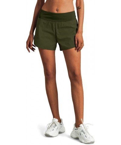 Womens High Waisted Running Shorts with Liner Athletic Sports Shorts with Phone Pockets Double Layer Green $13.44 Activewear