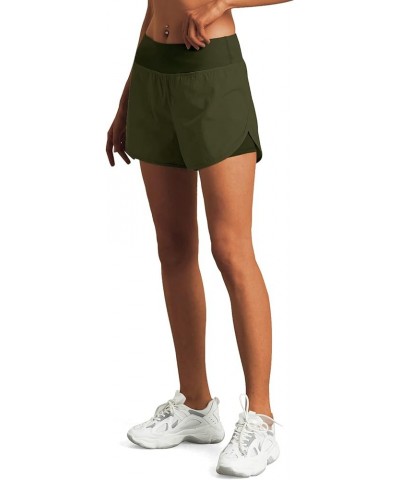 Womens High Waisted Running Shorts with Liner Athletic Sports Shorts with Phone Pockets Double Layer Green $13.44 Activewear