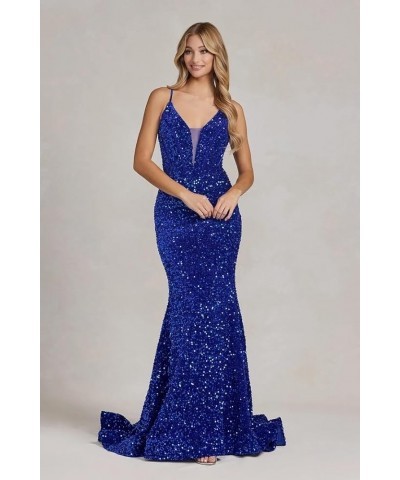 Mermaid Prom Dresses Long Sparkly Sequin Spaghetti Strap V Neck Backless Formal Evening Gowns for Women Lilac $42.07 Dresses