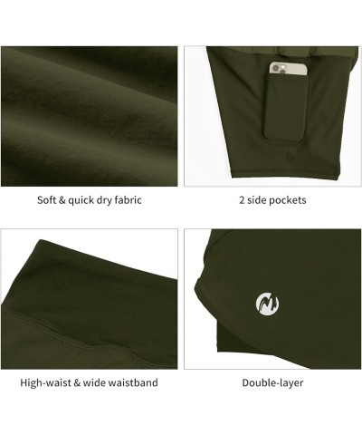 Womens High Waisted Running Shorts with Liner Athletic Sports Shorts with Phone Pockets Double Layer Green $13.44 Activewear