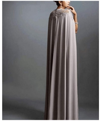 Women's Mother Of The Bride Party Prom Dress With Cape Neck Lace Silvery $33.49 Dresses