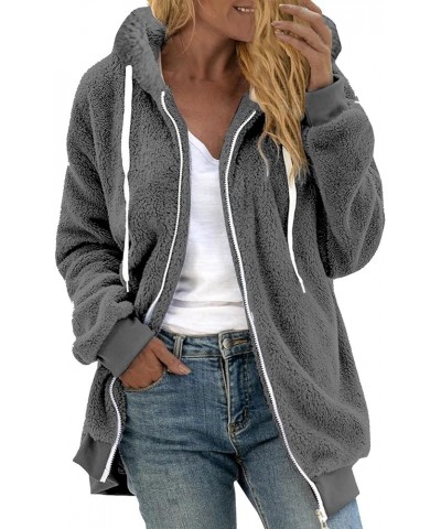 Womens Fuzzy Fleece Jacket Open Front Trendy 2023 Winter Long Sleeve Hooded Cardigan Jackets Sherpa Outerwear with Pockets Da...