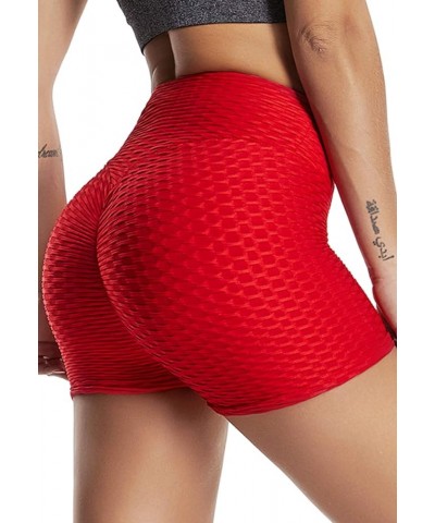 Women's High Waisted Workout Scrunch Bottom Shorts Pants Ruched Yoga Shorts Butt Lift Trousers 41 Red Shorts $10.59 Activewear