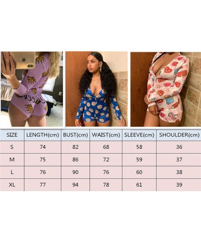 Women's Sexy Long Sleeve Short Jumpsuit Button Down V Neck One Piece Bodysuit Club Tank Romper Overall Pajama F Queen $6.33 J...