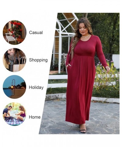 Women's Long Sleeve Plus Size Dress Casual Maxi Dresses XL-6XL Soft with Pockets 1-white Lily $18.86 Dresses