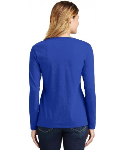 Ladies V-Neck Long Sleeve Lightweight Cotton T-Shirts Sizes XS-4XL Royal 100% Cotton $17.69 Activewear