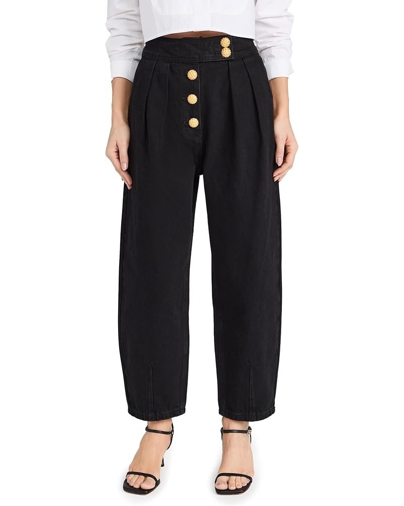 Women's Cropped Denim Trousers Black $48.47 Jeans