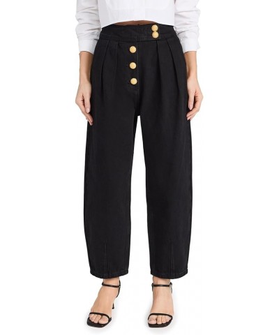 Women's Cropped Denim Trousers Black $48.47 Jeans