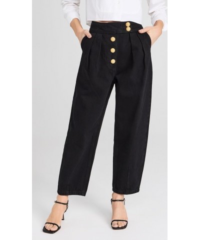 Women's Cropped Denim Trousers Black $48.47 Jeans