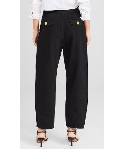 Women's Cropped Denim Trousers Black $48.47 Jeans