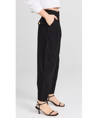 Women's Cropped Denim Trousers Black $48.47 Jeans