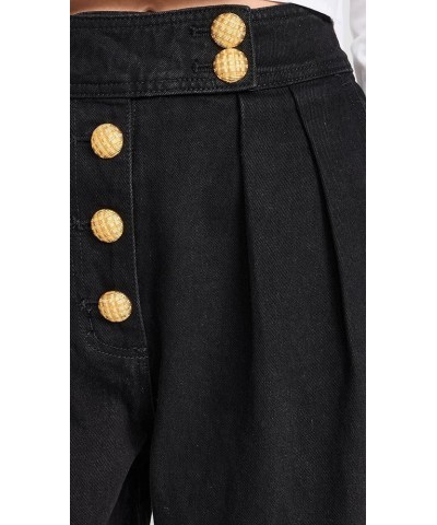 Women's Cropped Denim Trousers Black $48.47 Jeans