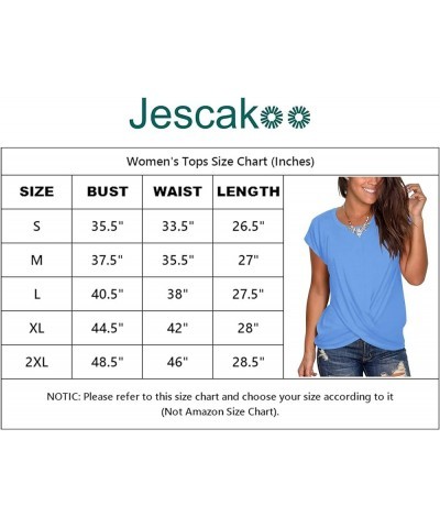 Women's Short Sleeve Round Neck T Shirt Front Twist Tunic Tops Casual Loose Fitted 05d-blue $10.75 T-Shirts