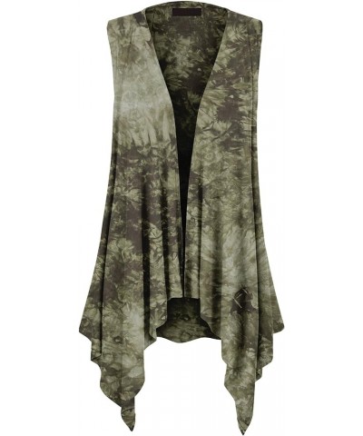 Women's Lightweight Sleeveless Draped Open Cardigan Wsk1094_olive $10.21 Sweaters