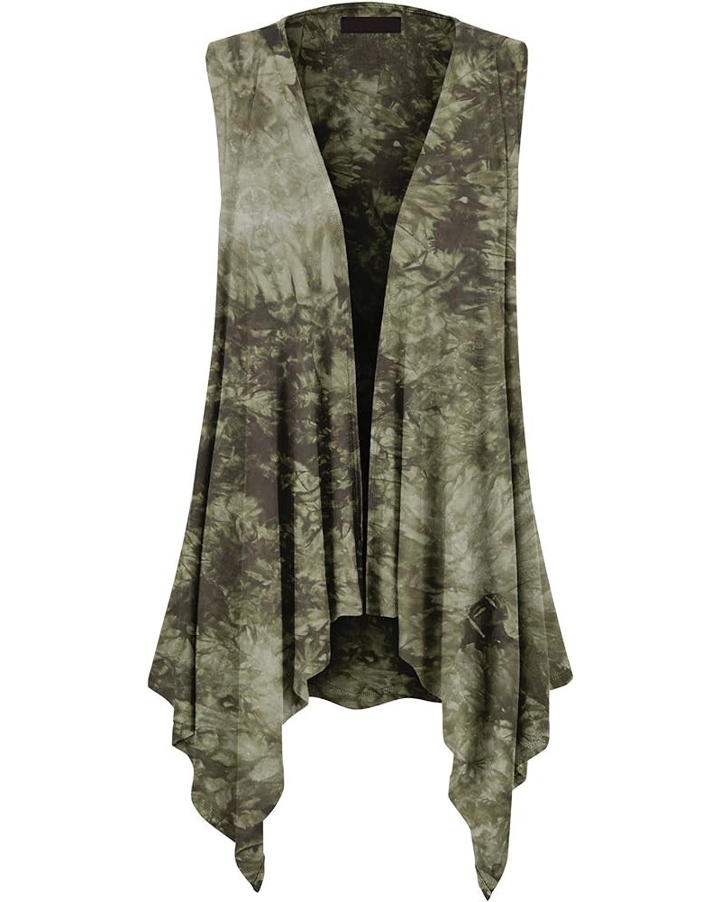 Women's Lightweight Sleeveless Draped Open Cardigan Wsk1094_olive $10.21 Sweaters