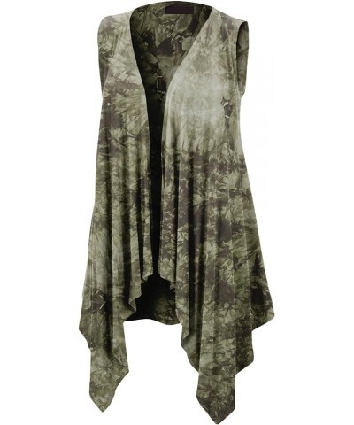 Women's Lightweight Sleeveless Draped Open Cardigan Wsk1094_olive $10.21 Sweaters