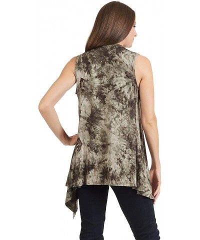 Women's Lightweight Sleeveless Draped Open Cardigan Wsk1094_olive $10.21 Sweaters