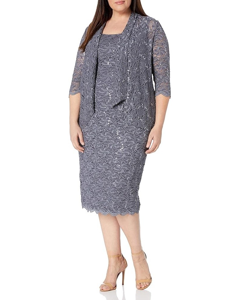 Women's Plus Size Lace Jacket Dress Blue Smoke $64.68 Others