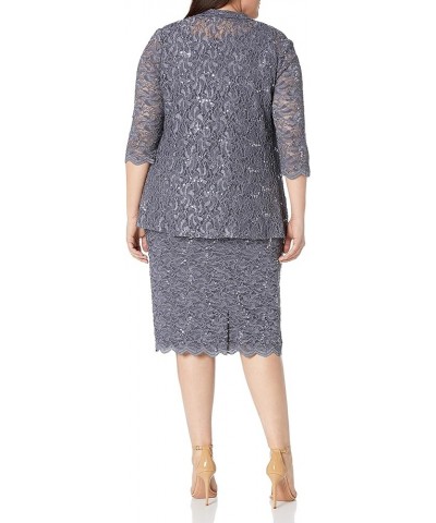 Women's Plus Size Lace Jacket Dress Blue Smoke $64.68 Others