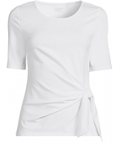 Women's Lightweight Jersey Tie Front Top White $15.68 T-Shirts