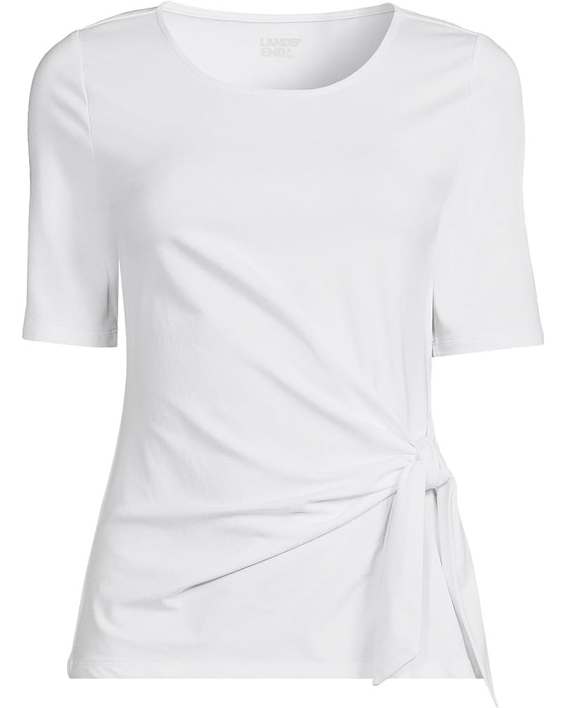 Women's Lightweight Jersey Tie Front Top White $15.68 T-Shirts