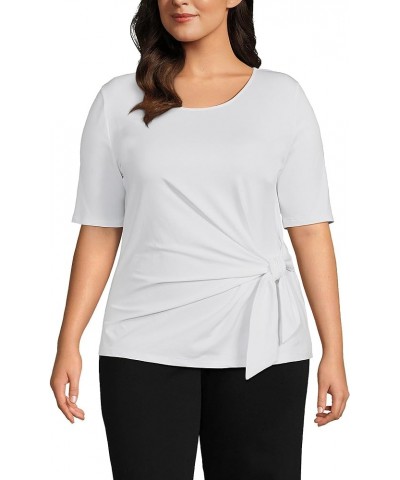 Women's Lightweight Jersey Tie Front Top White $15.68 T-Shirts