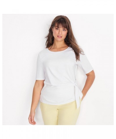 Women's Lightweight Jersey Tie Front Top White $15.68 T-Shirts