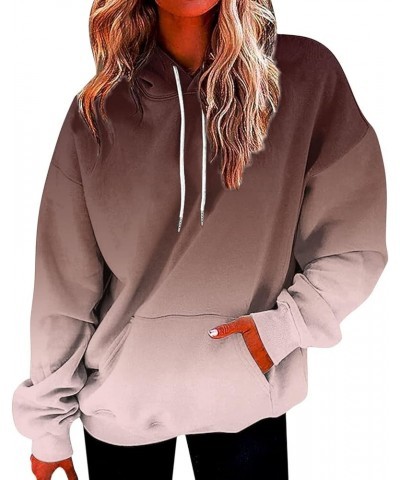 Womens Hoodies With Plus Size Long Sleeve Stylish Gradient Casual Crewneck Sweatshirts Loose Fitting Hooded Pullover 03 Khaki...