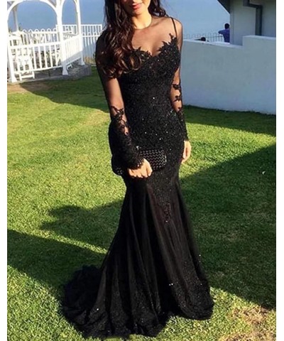 Mermaid Prom Dresses Long Sleeves Lace Beaded Appliques Formal Evening Dresses Ball Gowns for Women Grape $48.30 Dresses