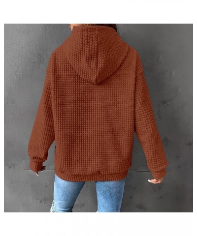 Waffle Knit Long Sleeve Shirt Women Color Contrast Fashion Tunic Sweatshirts Plus Size Dopamine Style Spring Outfit A-brown $...