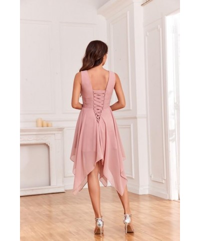 V Neck Chiffon Bridesmaid Dresses for Women Short A Line Pleated Formal Dress Wedding Guest Dress Wisteria $26.65 Dresses