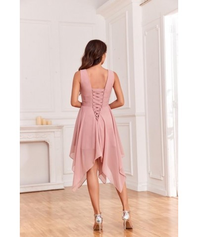 V Neck Chiffon Bridesmaid Dresses for Women Short A Line Pleated Formal Dress Wedding Guest Dress Wisteria $26.65 Dresses