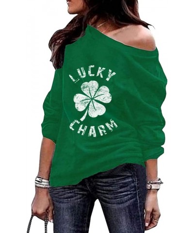 St. Patrick's Day Women's Off the Shoulder Four Leaf Clover Irish Long Sleeve Sweatshirts Green Lucky. $19.59 Hoodies & Sweat...