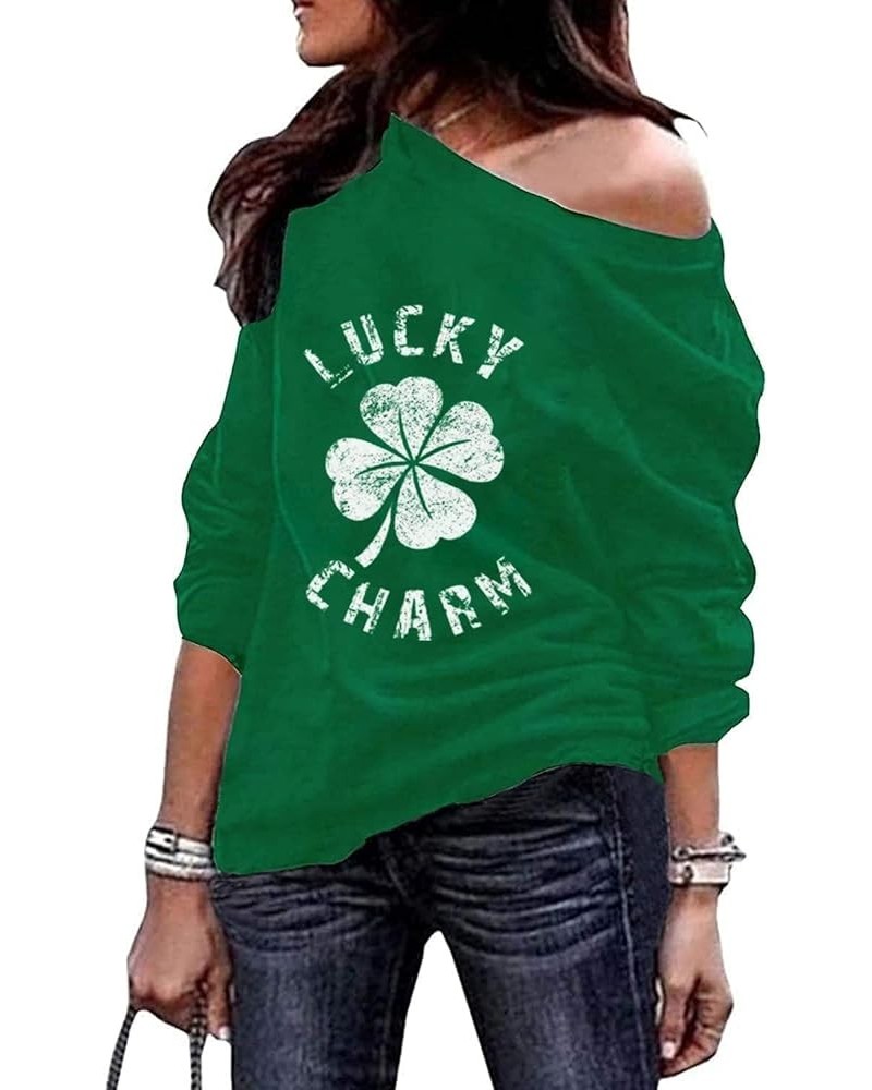 St. Patrick's Day Women's Off the Shoulder Four Leaf Clover Irish Long Sleeve Sweatshirts Green Lucky. $19.59 Hoodies & Sweat...