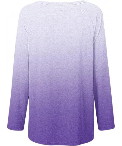 Long Sleeve Tunic Tops for Women Casual Loose Fit Crewneck Blouses Oversized Lightweight Graphic Tees Shirts Pullover 03 Purp...