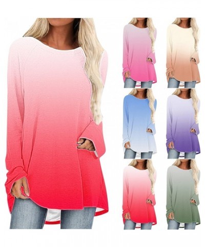 Long Sleeve Tunic Tops for Women Casual Loose Fit Crewneck Blouses Oversized Lightweight Graphic Tees Shirts Pullover 03 Purp...