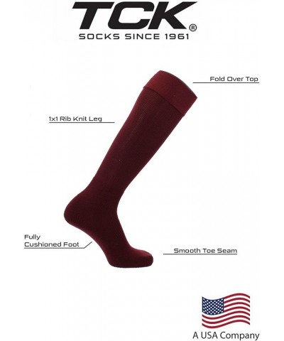 Soccer Socks Youth Toddler Adult Fold Down Top MS Multisport Tube Socks Maroon $8.39 Socks