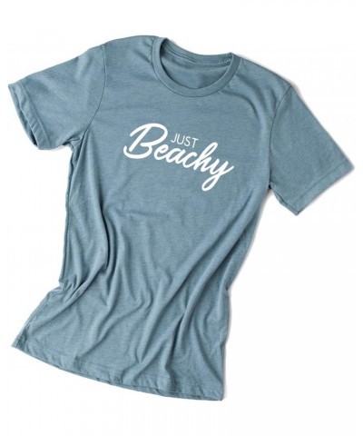 Just Beachy-Women's Soft Beach Graphic Tee Shirt Slate Crew White Ink $11.18 Tops