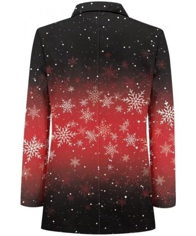 Dog Paw Women's Graphic Print Blazer Button Open Front Long Sleeve Jacket Christmas Snowflake $21.23 Blazers