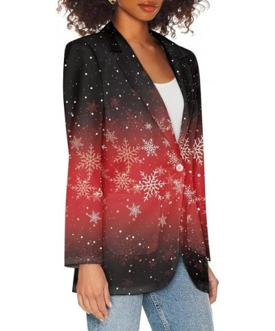 Dog Paw Women's Graphic Print Blazer Button Open Front Long Sleeve Jacket Christmas Snowflake $21.23 Blazers