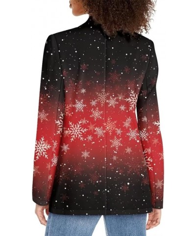 Dog Paw Women's Graphic Print Blazer Button Open Front Long Sleeve Jacket Christmas Snowflake $21.23 Blazers