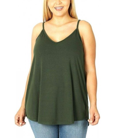 Regular and Plus Size Front and Back Reversible Spaghetti Strap CAMI Army Green $9.00 Tanks