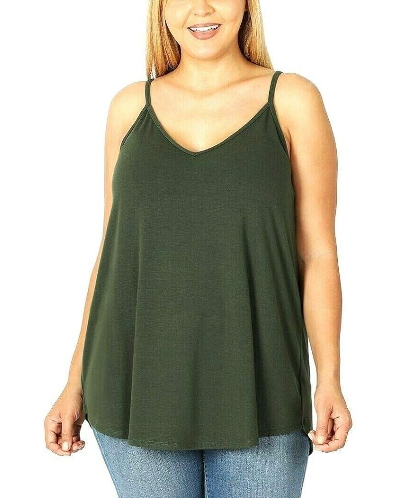 Regular and Plus Size Front and Back Reversible Spaghetti Strap CAMI Army Green $9.00 Tanks